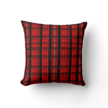 Coussin écossais rouge et noir de vacances de