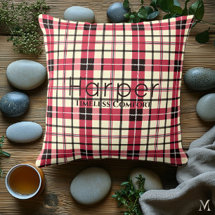 Coussin Écossais rouge et noir personnalisé Tartan sur m