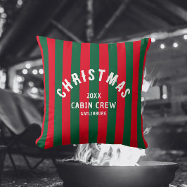 Coussin Écran Cabine de Noël Personnalisé Rouge Vert Bande