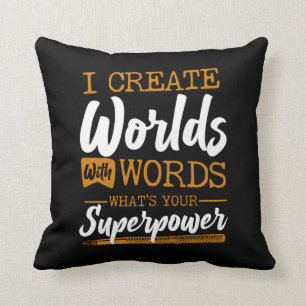Coussin Écrire Auteur Je Crée Mondes Avec Mots Ce Qui Es