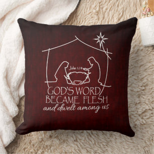 Coussin Écriture de la Nativité chrétienne moderne Noël