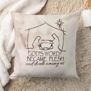 Coussin Écriture de la Nativité chrétienne moderne Noël