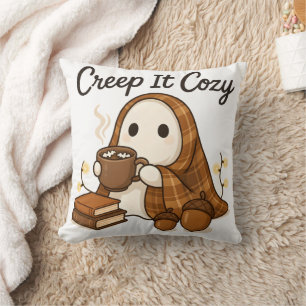 Coussin Écriture Halloween automne fantôme mignon Creep It