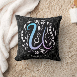 Coussin Écriture manuscrite de monogramme Alphabet U
