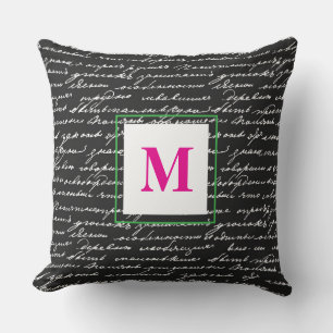 Coussin Écriture manuscrite Monogramme INITIAL Écrivain Dé