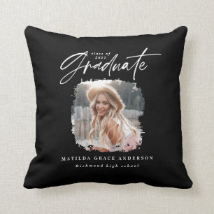 Coussin Écriture moderne noir blanc photo élégante grad