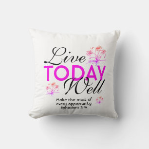 Coussin Écriture Motivationnelle VIVRE AUJOURD'HUI BIEN Bl