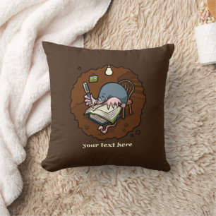 Coussin Écrivain Taupe Mignon Texte Personnalisé Écriture