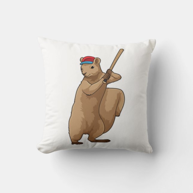 Coussin Écureuil au baseball avec batte de baseball (Recto)