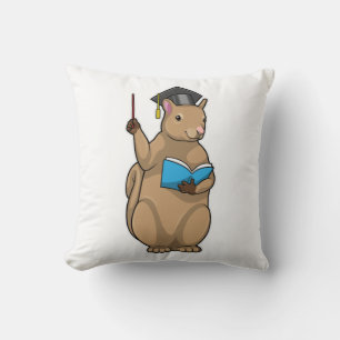Coussin Écureuil comme enseignant avec livre