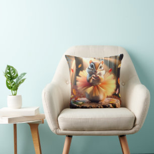 Coussin Écureuil d'automne portant un tutu