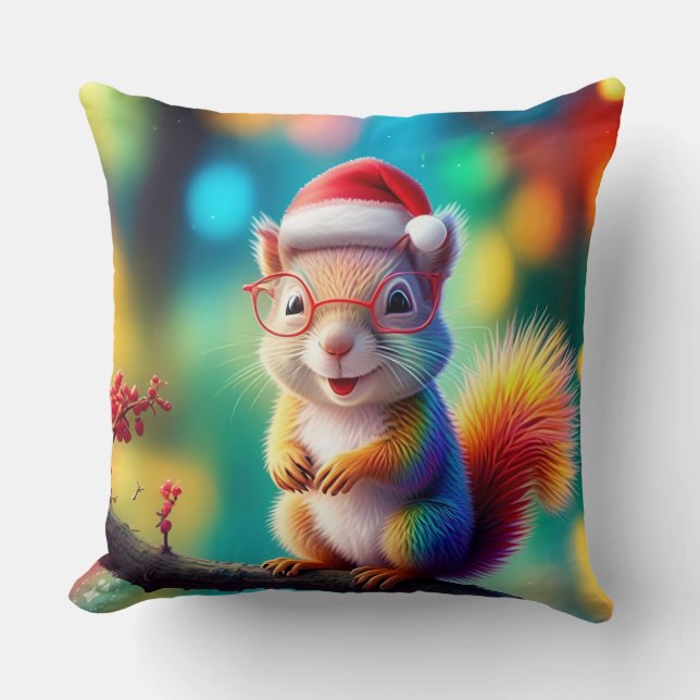 Coussin Écureuil de Noël Comme Père Noël-56765 (Recto)