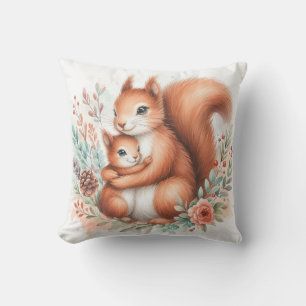 Coussin Écureuil maman et bébé
