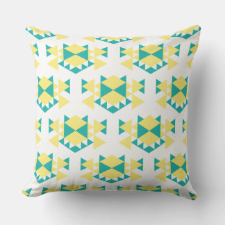 Coussin Edgy Geo Turquoise et jaune Triangles Cushion