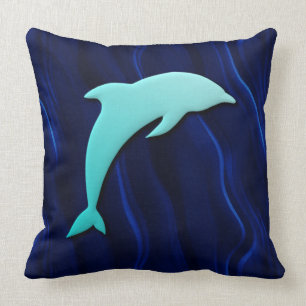 Coussin Effet 3D Blue Dolphin Deep Water Blue