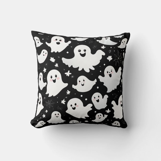 Coussin Éffrayants mignons fantômes : un Motif d'Halloween (Recto)