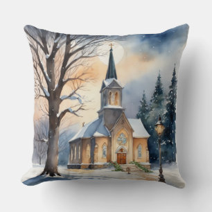 Coussin Église de campagne, Église de Noël du pays, Église