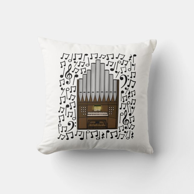 Coussin Eglise Orgue notes musicales, organisiste professe (Recto)