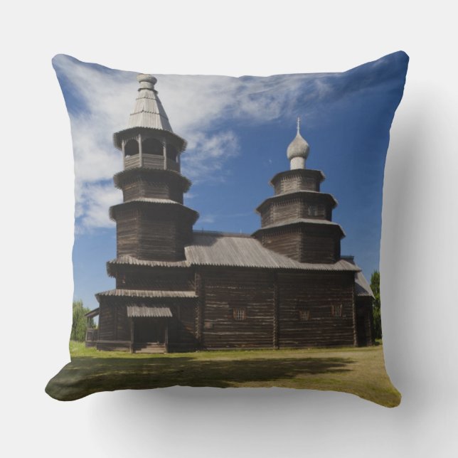 Coussin Église orthodoxe russe traditionnelle en bois (Recto)