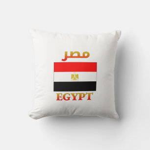 Coussin Egypte Drapeau en français & arabe WordArt