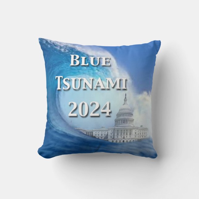 Coussin Élection du tsunami bleu 2024 (Recto)