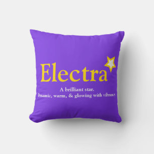 Coussin Electra nom signifiant étoile rose jaune violet