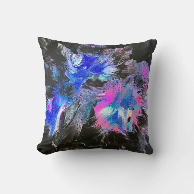 Coussin Electric Bloom Abstract Throw Pillow (Recto)