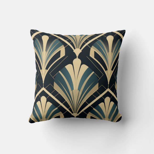 Coussin Élégance Art Déco - Bleu Nuit et Ivoire (Verso)