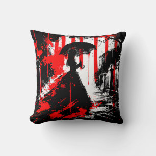Coussin Élégance de Crimson dans l'ombre - Art victorien g