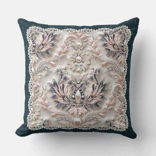Coussin Elégance de perle : Jeu de Motif brodé en cristal