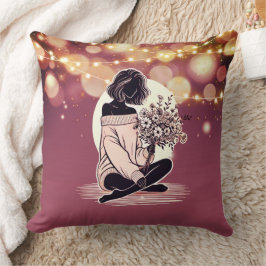 Coussin Elégance de rêve : Réflexion tranquille d'une femm