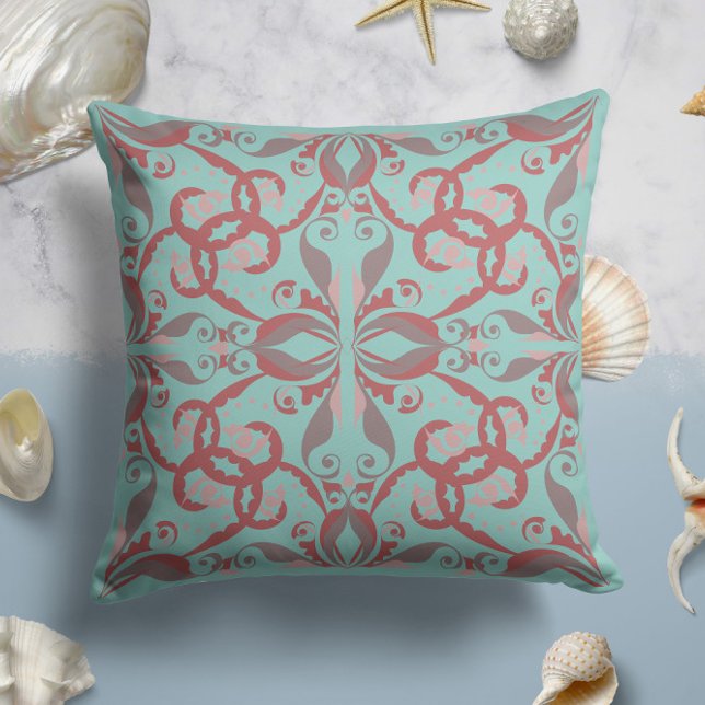 Coussin Élégance ornée en Mint Aqua (Créateur téléchargé)