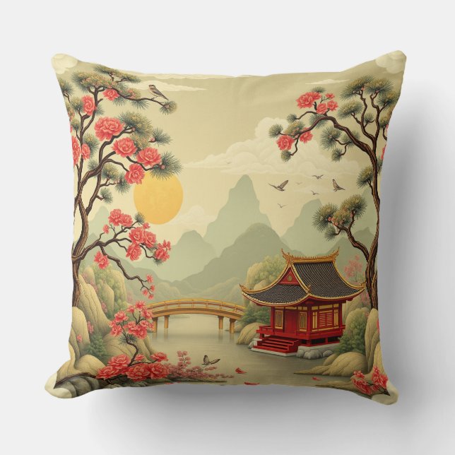 Coussin Élégance Pittoresque Chinoiserie (Recto)