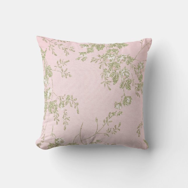 COUSSIN ÉLÉGANCE ROSE VERT CUSHION FLORAL VERT (Recto)