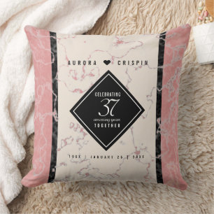 Coussin Élégant 37e anniversaire du Mariage Alabaster