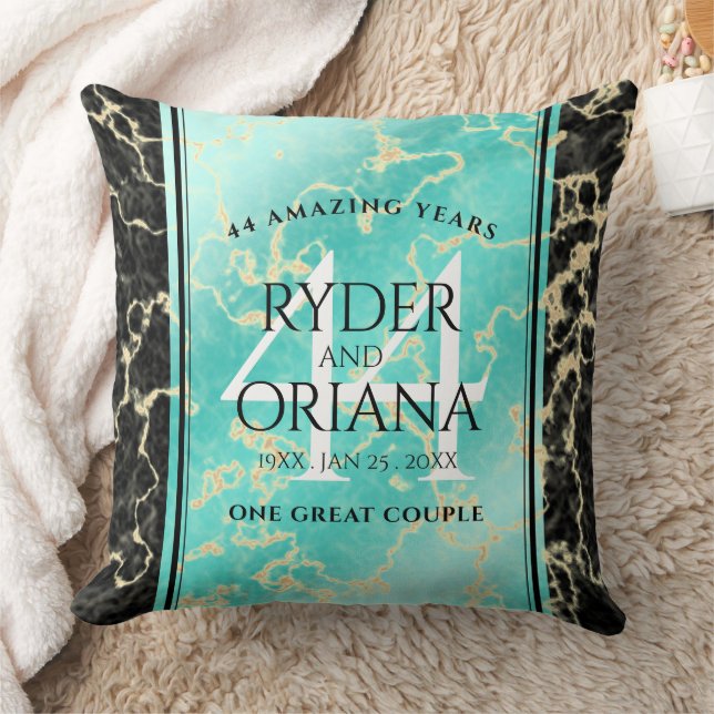 Coussin Élégant 44ème anniversaire de Mariage turquoise (Couverture)