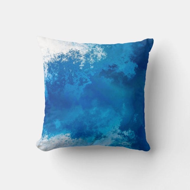 Coussin Elegant Abstract Blue Ocean Waves | (Recto)