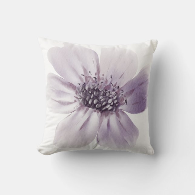 Coussin Elégant Aquarelle violet doux Fleur Jeu d'Oreiller (Recto)