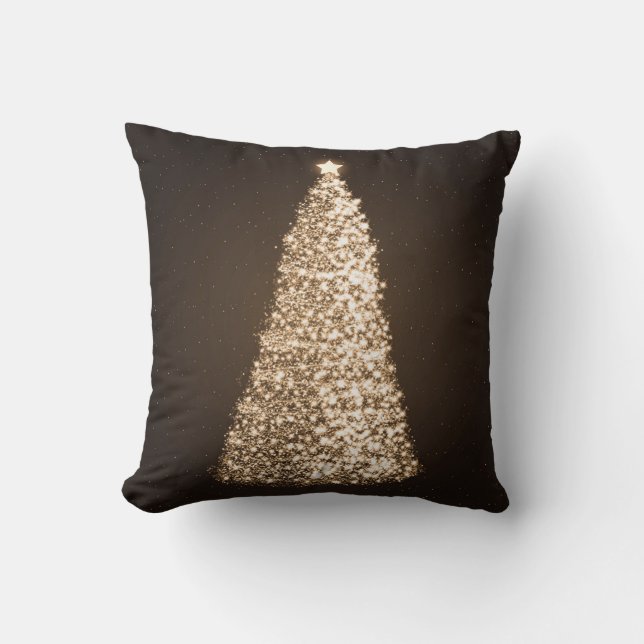 Coussin Elégant Arbre de Noël Or Brown (Recto)