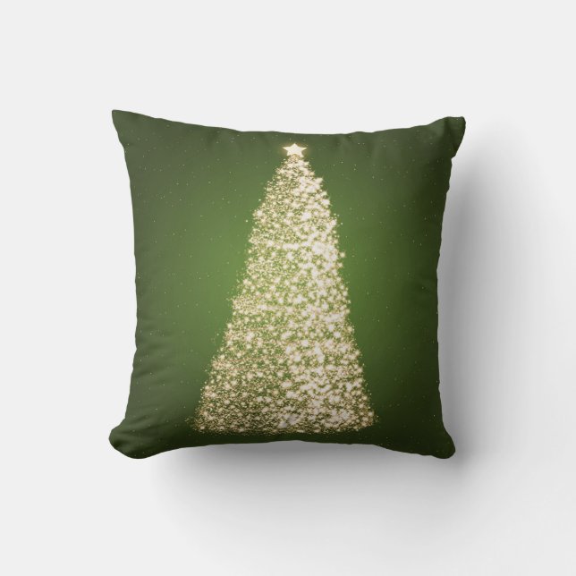 Coussin Élégant Arbre de Noël Or Vert (Recto)