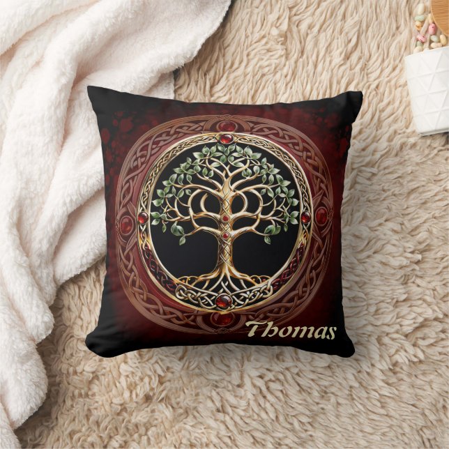 Coussin Élégant arbre noble de vie avec noeud celtique. (Couverture)