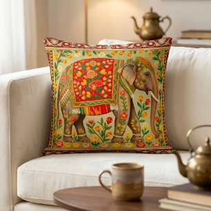 Coussin Élégant Art Boho Fleur d'Éléphant Indien