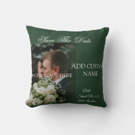 Coussin Élégant baiser vert Enregistrer la date