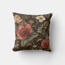 Elegant, Beigie Maroon Brown Flowers Pattern