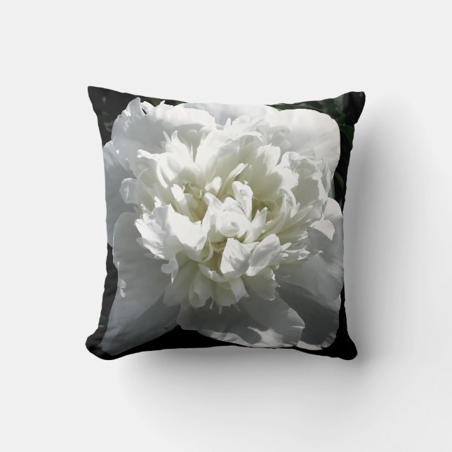 Coussin Elégant blanc peony floral blanc photo (Recto)