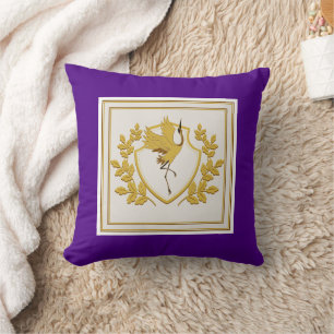 Coussin Elégant blason japonais de grue aux feuilles d'or