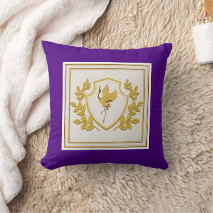 Coussin Elégant blason japonais de grue aux feuilles d'or