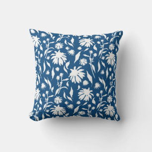 Coussin Élégant bleu classique à l'échinacée bleue