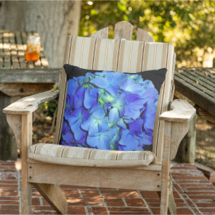 Coussin Elégant bleu floral bleu rose hydrangée bleue