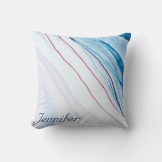 Coussin Élégant BLEU ROSE PURPLE FAUX MARBRE PERSONNALISÉ